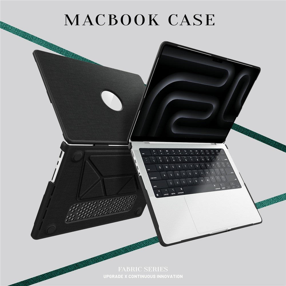 Laptop Case for MacBook Pro 14 inch (2024) / (2023) / (2021) A2442 / A2779 / A2918 A2992  / A3112 A3185 A3401 Kickstand Cover with Logo View - Black
