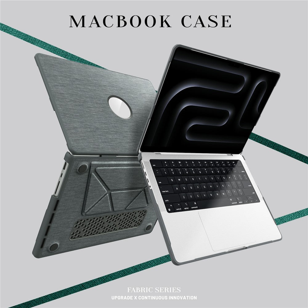 Laptop Case for MacBook Pro 14 inch (2024) / (2023) / (2021) A2442 / A2779 / A2918 A2992  / A3112 A3185 A3401 Kickstand Cover with Logo View - Grey