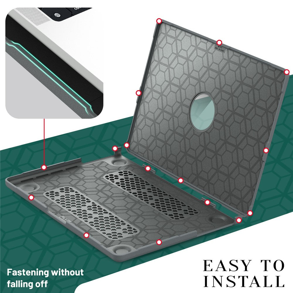 Laptop Case for MacBook Pro 14 inch (2024) / (2023) / (2021) A2442 / A2779 / A2918 A2992  / A3112 A3185 A3401 Kickstand Cover with Logo View - Grey