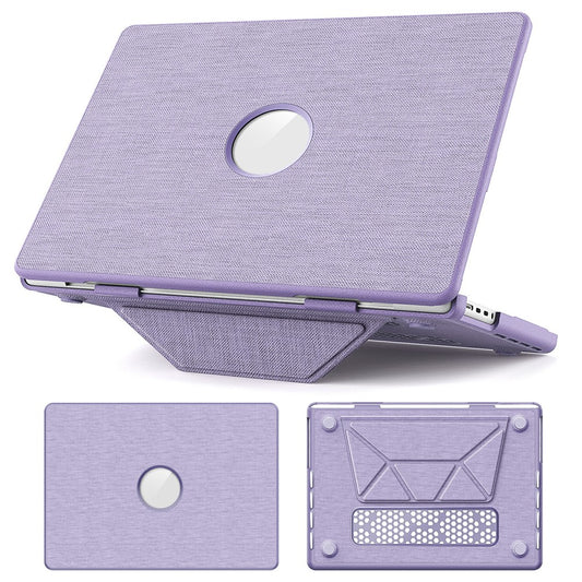 Laptop Case for MacBook Pro 14 inch (2024) / (2023) / (2021) A2442 / A2779 / A2918 A2992  / A3112 A3185 A3401 Kickstand Cover with Logo View - Purple