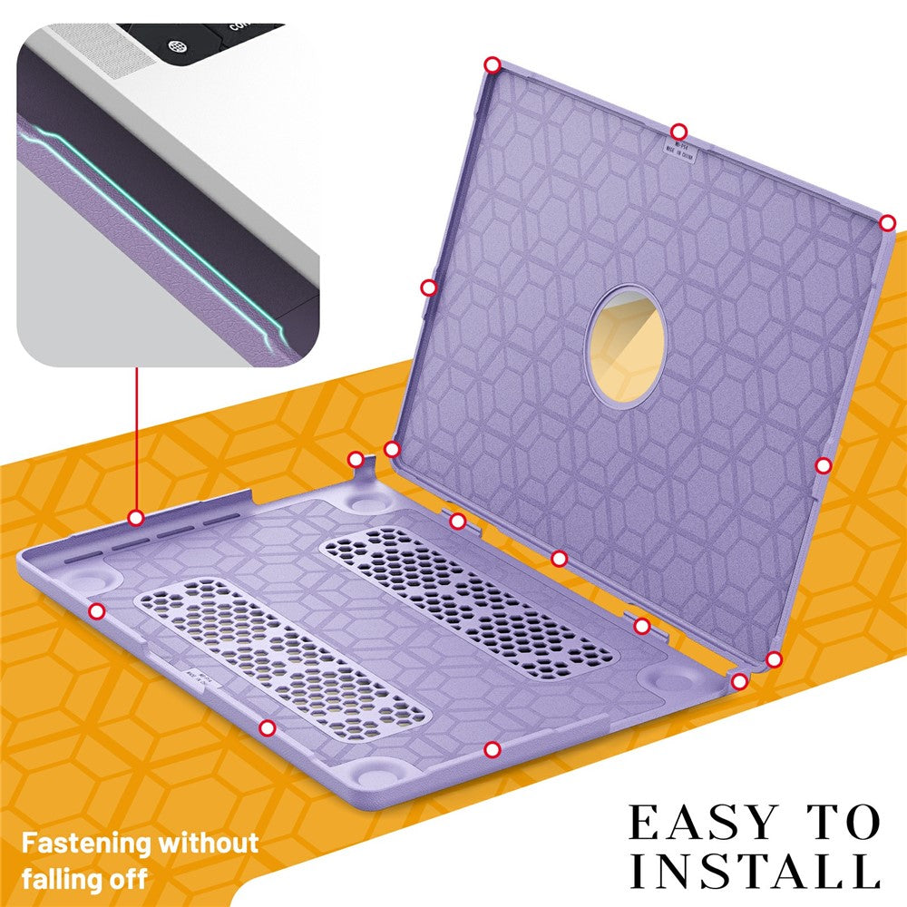 Laptop Case for MacBook Pro 14 inch (2024) / (2023) / (2021) A2442 / A2779 / A2918 A2992  / A3112 A3185 A3401 Kickstand Cover with Logo View - Purple
