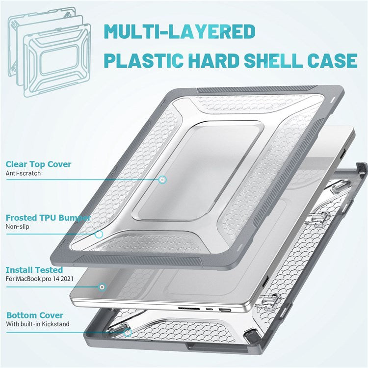 Laptop Case for MacBook Pro 14 inch (2024) (2023) (2021) (A2442 M1 Pro / M1 Max) PC Front and Back Cover - Grey