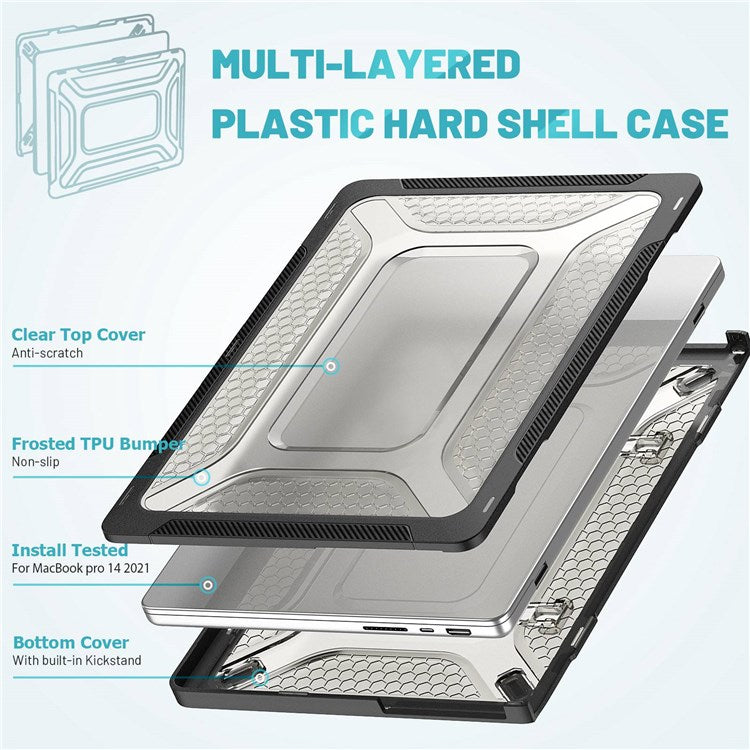 Laptop Case for MacBook Pro 14 inch (2024) (2023) (2021) (A2442 M1 Pro / M1 Max) PC Front and Back Cover - Black