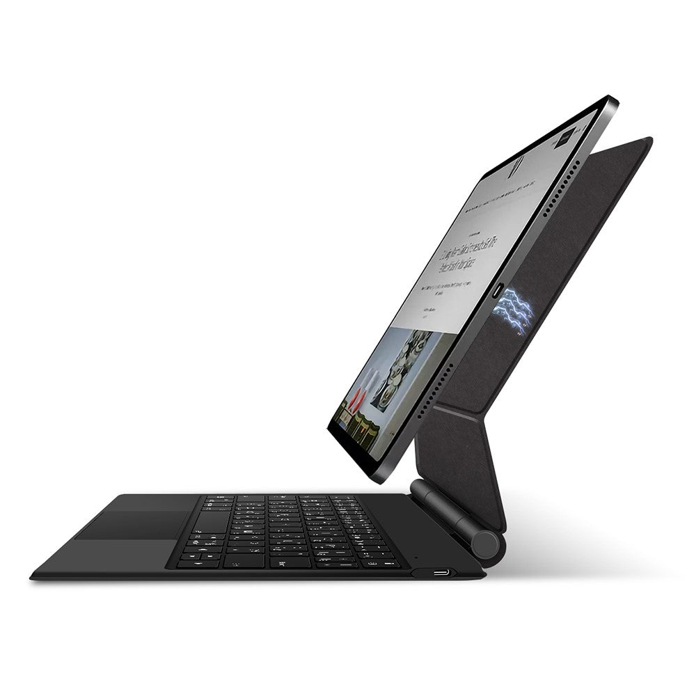 For iPad Pro 11 (2024) Smart Pogo Pin Direct Connection Keyboard (Arabic Layout) + Leather Tablet Case