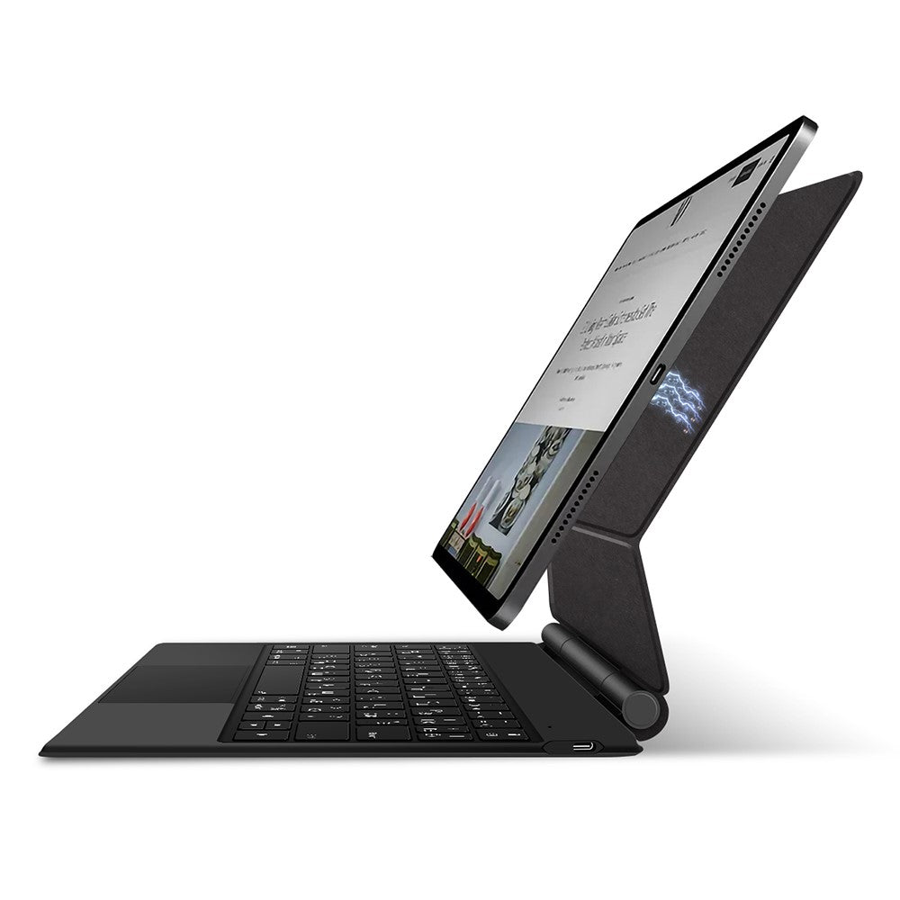 For iPad Pro 13 (2024) Smart Pogo Pin Direct Connection Keyboard (Russian Layout) + Leather Tablet Case