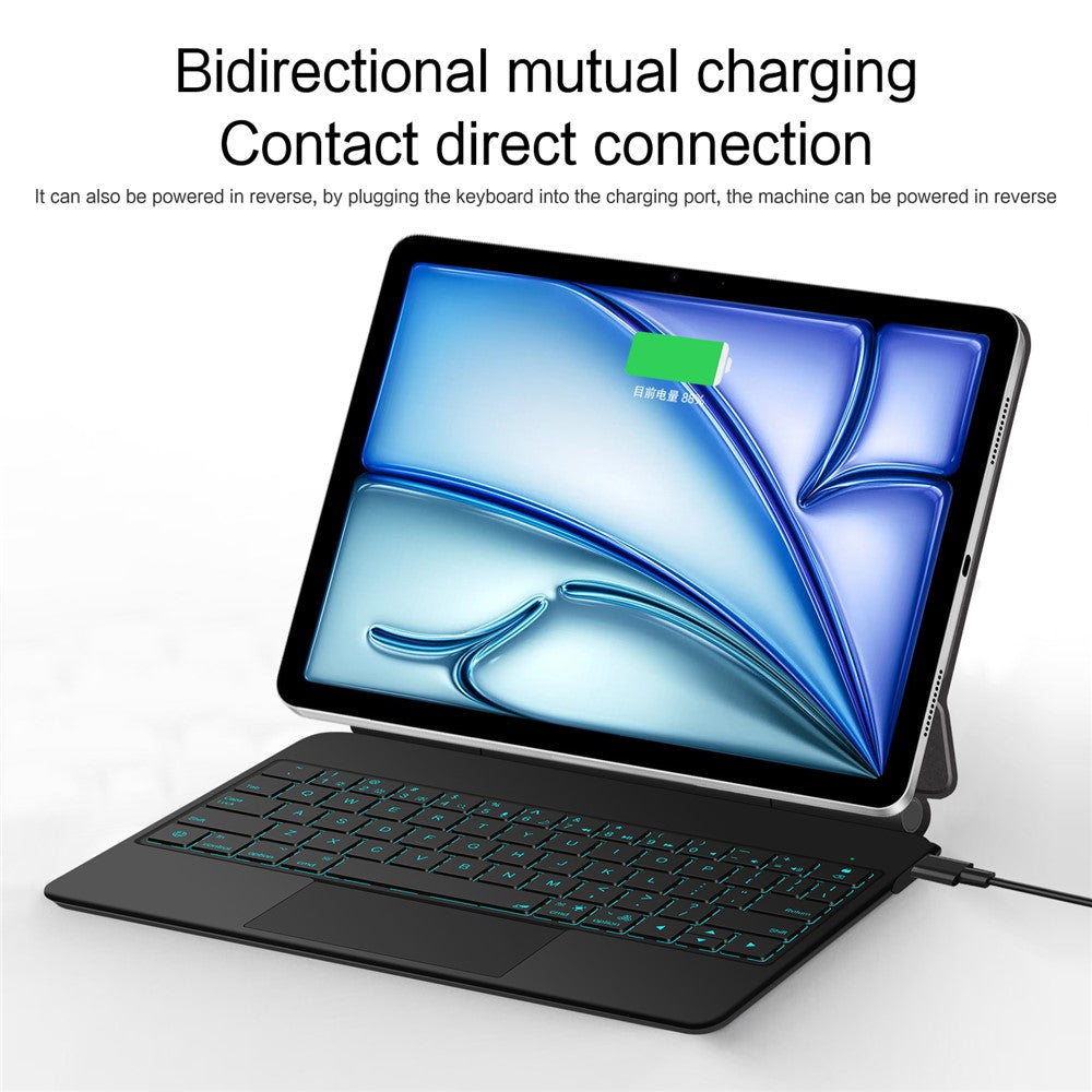 Keyboard For iPad Air 11 (2025) (2024) / Air (2022) (2020) / Pro 11 (2022) (2021) (2020) (2018) Pogo Pin Direct Connection Keyboard + Leather Case