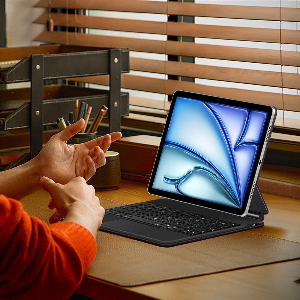 Keyboard For iPad Air 11 (2025) (2024) / Air (2022) (2020) / Pro 11 (2022) (2021) (2020) (2018) Pogo Pin Direct Connection Keyboard + Leather Case