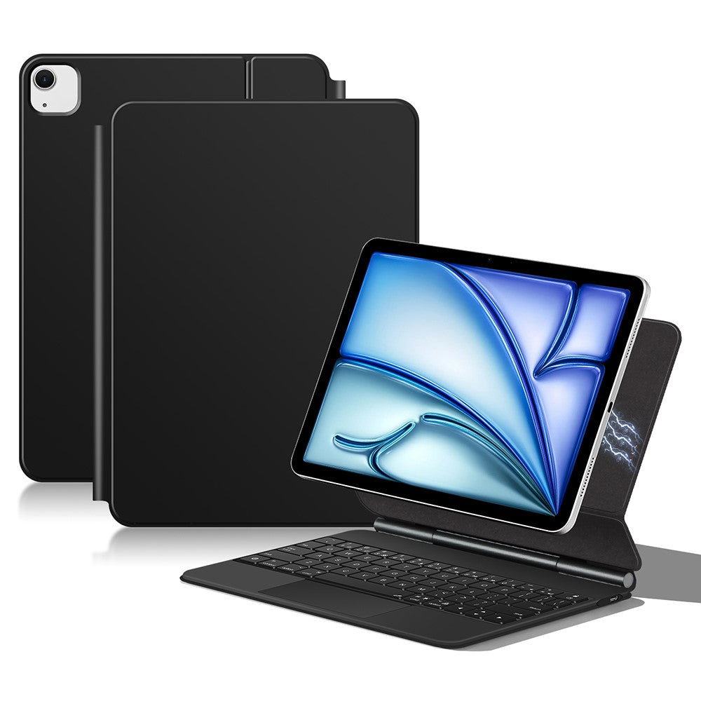 Keyboard For iPad Air 13 (2025) (2024) / Pro 12.9 (2022) (2021) (2020) (2018) Smart Pogo Pin Direct Connection Keyboard + Leather Case