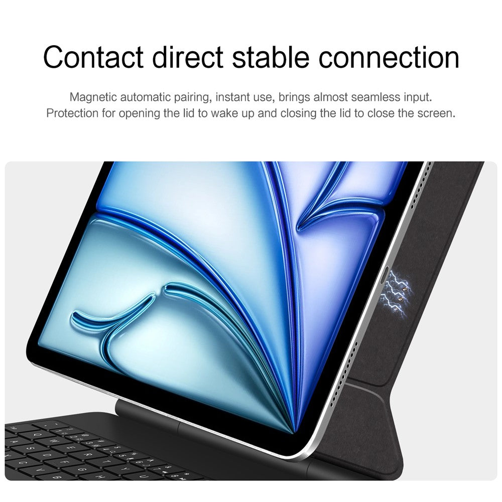 Keyboard For iPad Air 13 (2025) (2024) / Pro 12.9 (2022) (2021) (2020) (2018) Smart Pogo Pin Direct Connection Keyboard + Leather Case