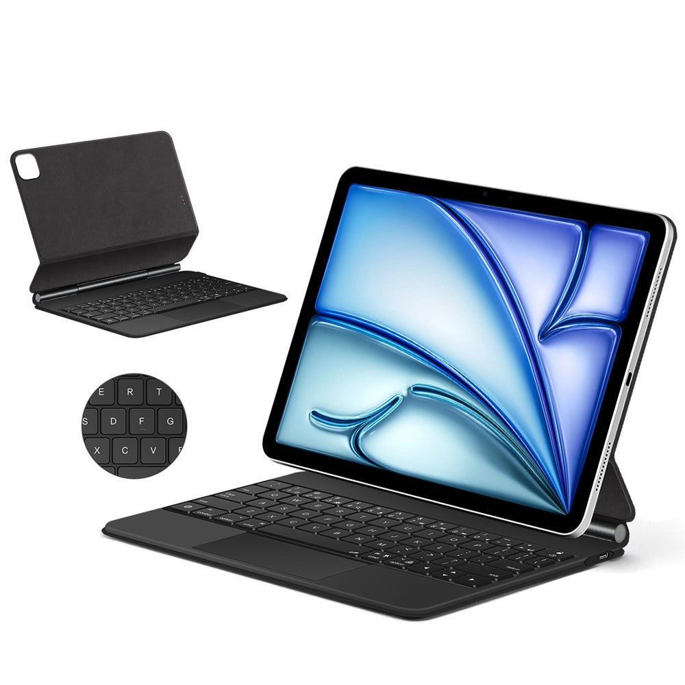 Keyboard For iPad Air 13 (2025) (2024) / Pro 12.9 (2022) (2021) (2020) (2018) Smart Pogo Pin Direct Connection Keyboard + Leather Case