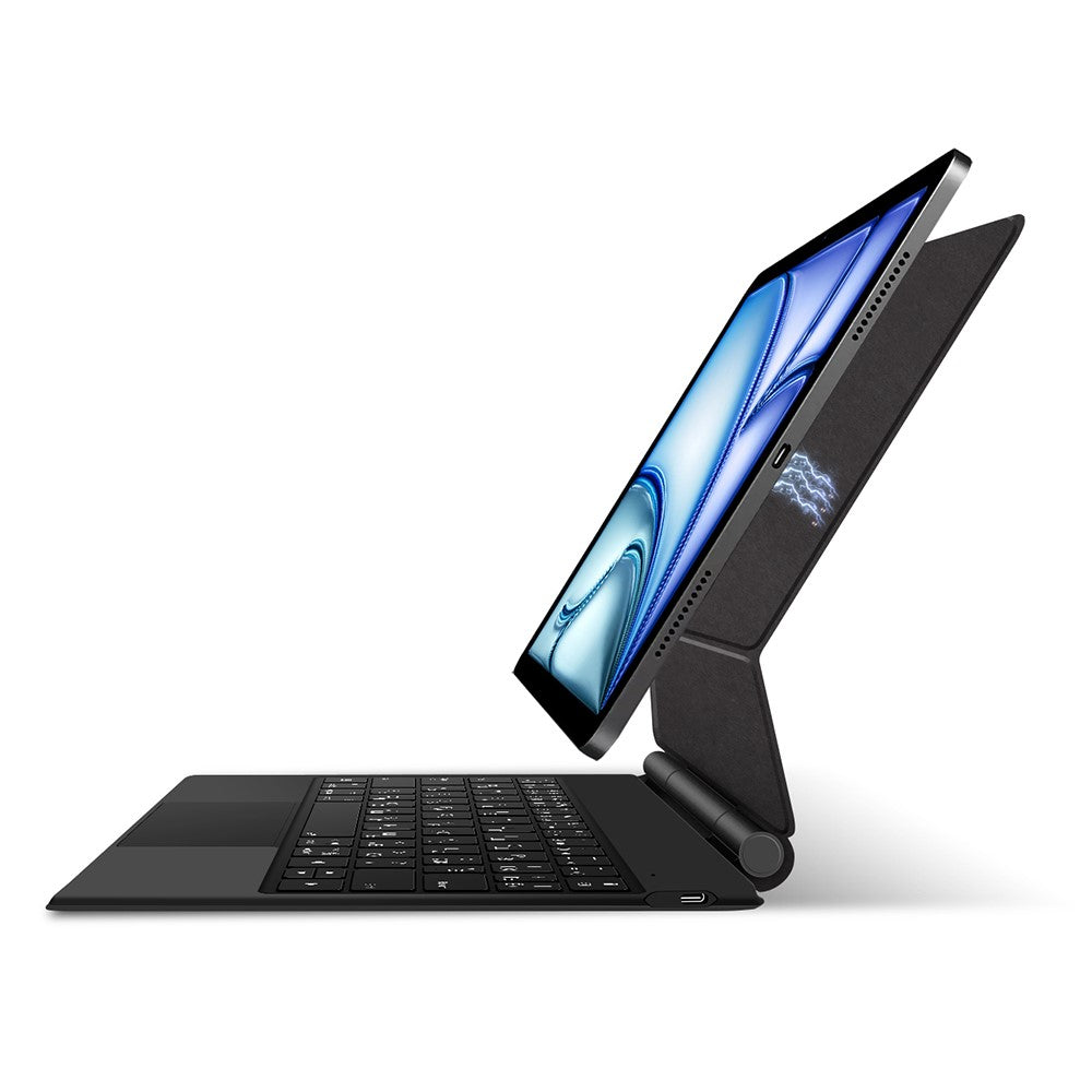 Keyboard For iPad Air 13 inch (2025) (2024) / Pro 12.9 (2022) (2021) (2020) (2018) Pogo Pin Direct Connection Keyboard (Russian) Leather Case