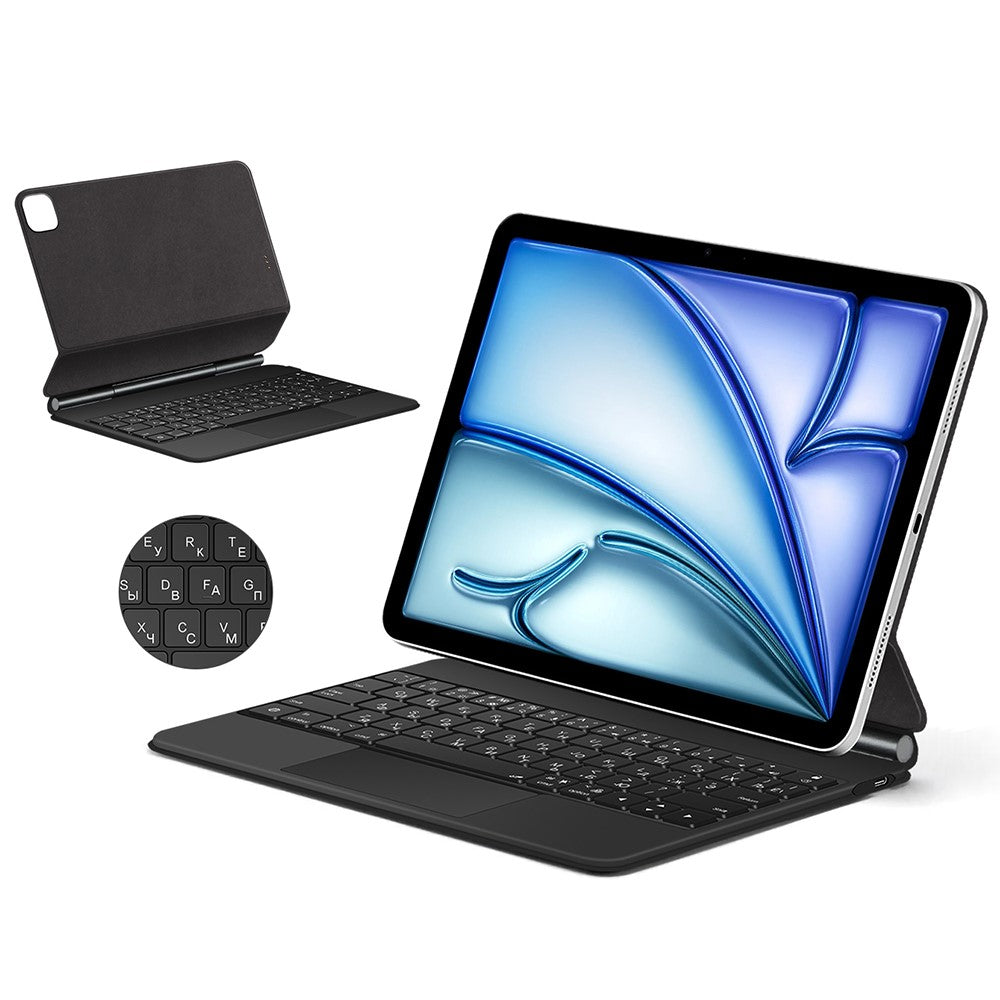 Keyboard For iPad Air 13 (2025) (2024) / Pro 12.9 (2022) (2021) (2020) (2018) Pogo Pin Direct Connection Keyboard (Arabic) Leather Case