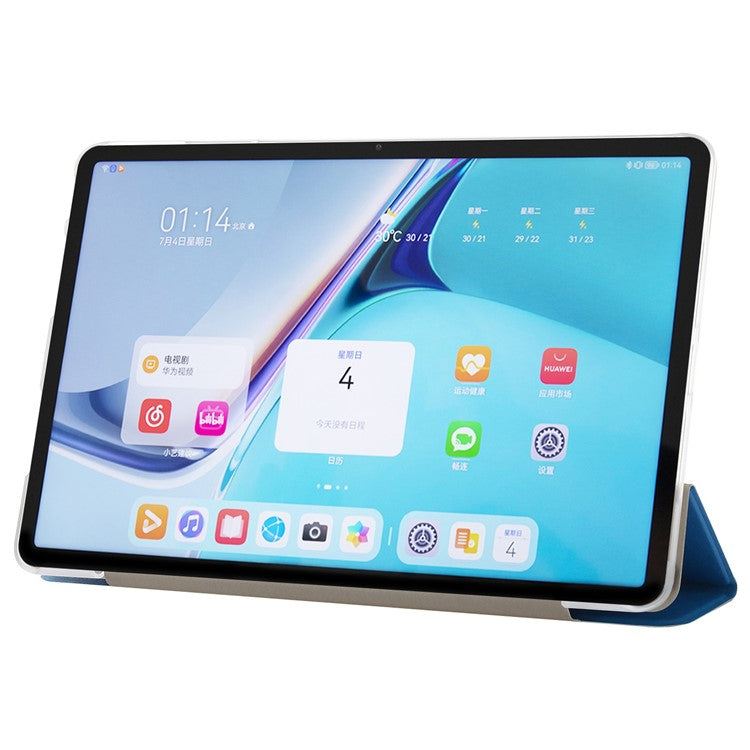 For Huawei MatePad Pro 11 (2022) Silk Texture Protective Case PU Leather Tri-fold Stand Folio Cover - Baby Blue