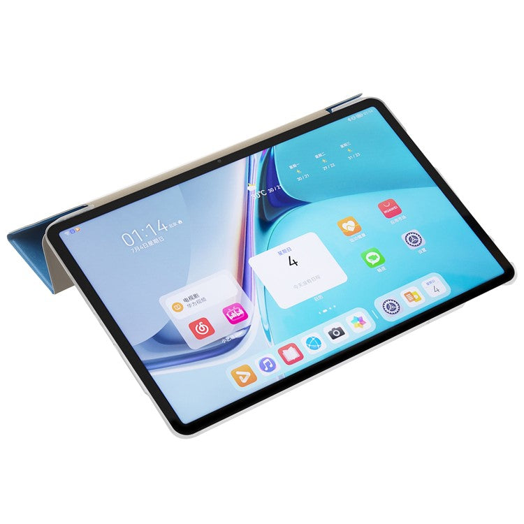 For Huawei MatePad Pro 11 (2022) Silk Texture Protective Case PU Leather Tri-fold Stand Folio Cover - Baby Blue