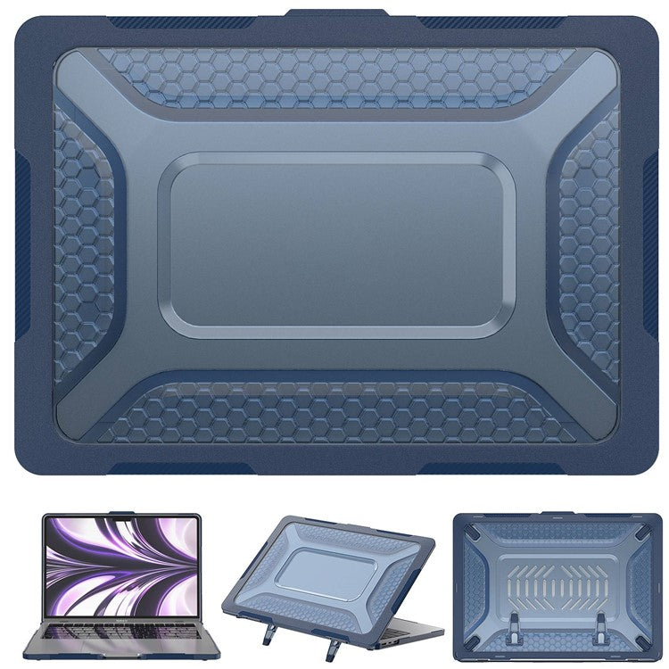 For MacBook Air 13 inch (2022) (M2 A2681) Protective Case Anti-Scratch Laptop Hard PC Case with Kickstand - Sapphire