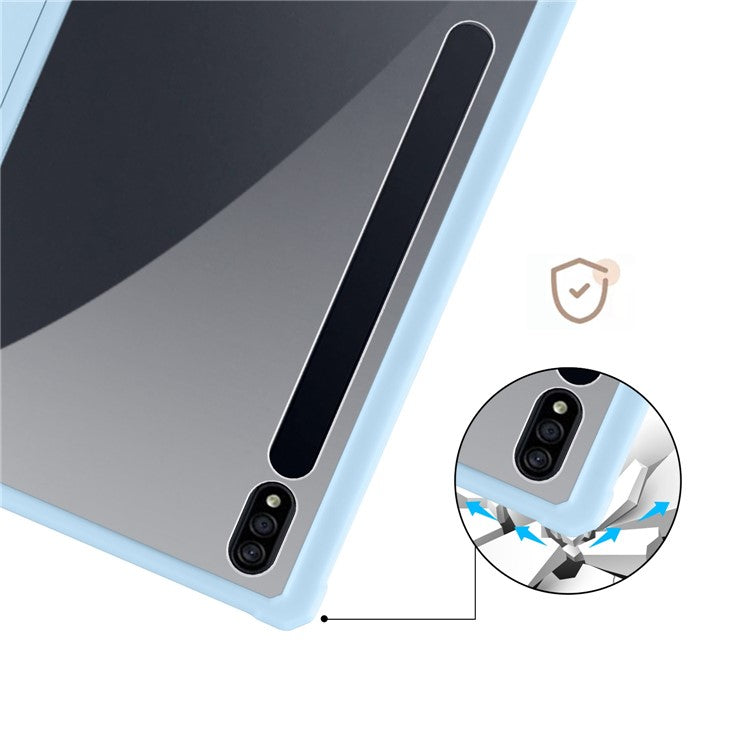 For Samsung Galaxy Tab S8+ / S7+ T970 / Tab S7 FE T730 T736 Trifold Stand Protective Case PU Leather + TPU + Acrylic Smart Cover with Auto Sleep / Wake - Baby Blue
