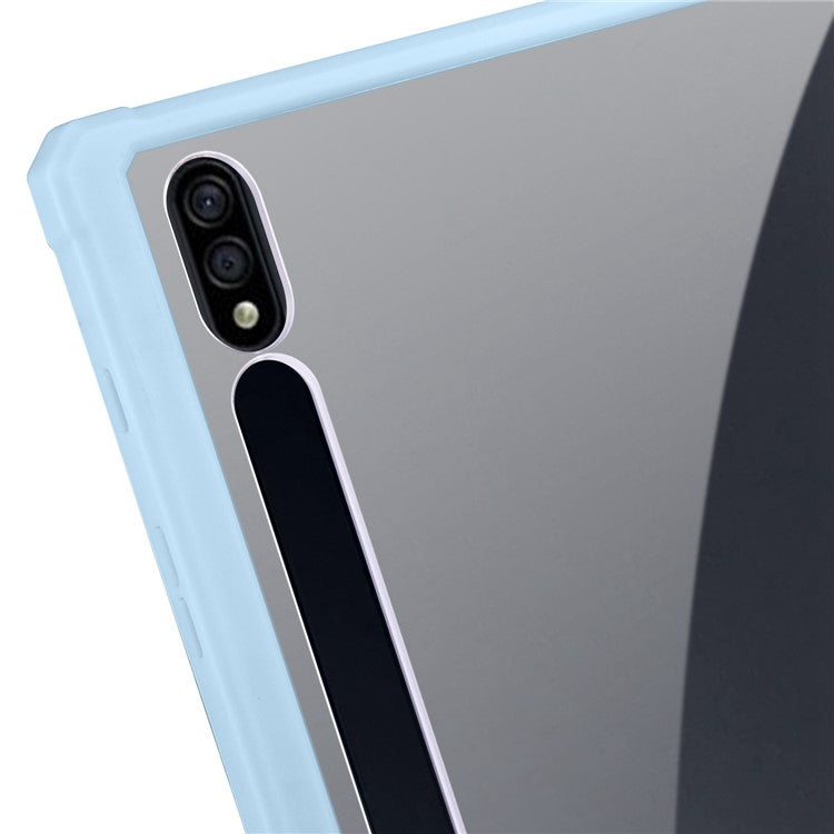 For Samsung Galaxy Tab S8+ / S7+ T970 / Tab S7 FE T730 T736 Trifold Stand Protective Case PU Leather + TPU + Acrylic Smart Cover with Auto Sleep / Wake - Baby Blue