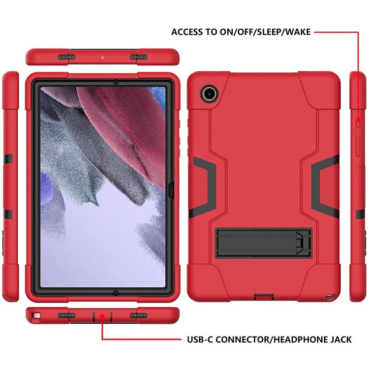 For Samsung Galaxy Tab A8 10.5 (2021) / (2022) Protective Cover, Shockproof Silicone + PC Hybrid Tablet Case with Kickstand - Red / Black