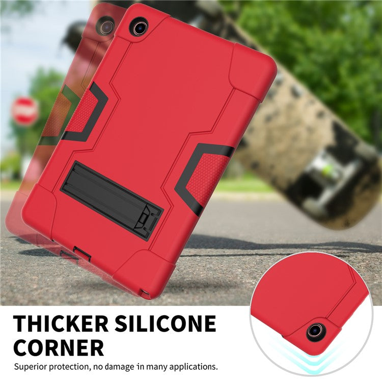 For Samsung Galaxy Tab A8 10.5 (2021) / (2022) Protective Cover, Shockproof Silicone + PC Hybrid Tablet Case with Kickstand - Red / Black