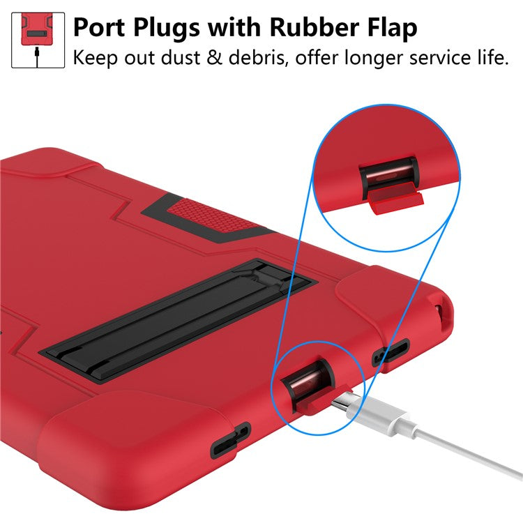 For Samsung Galaxy Tab A8 10.5 (2021) / (2022) Protective Cover, Shockproof Silicone + PC Hybrid Tablet Case with Kickstand - Red / Black