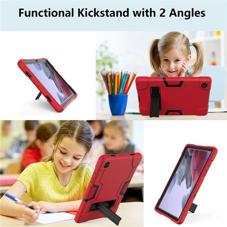 For Samsung Galaxy Tab A8 10.5 (2021) / (2022) Protective Cover, Shockproof Silicone + PC Hybrid Tablet Case with Kickstand - Red / Black