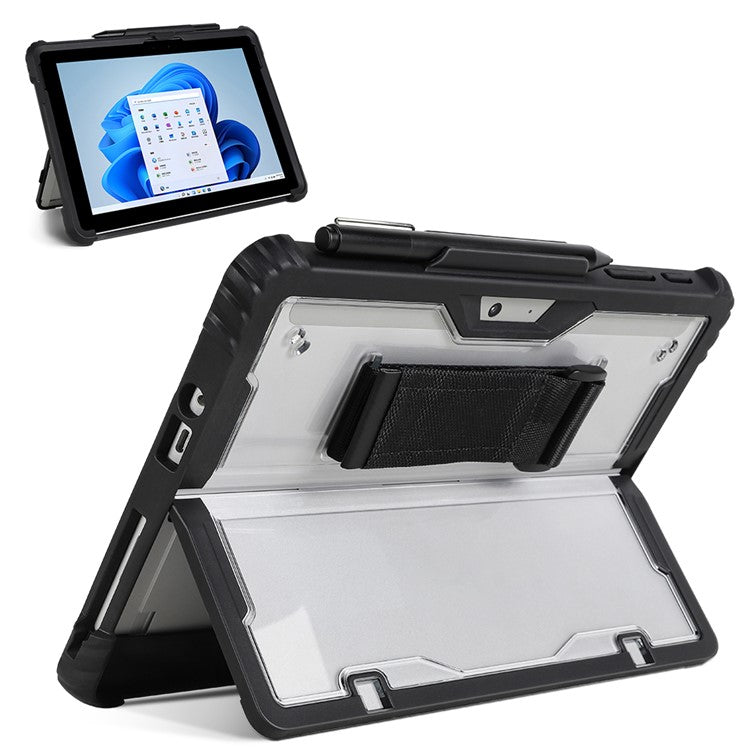 Protective Case for Microsoft Surface Pro 9 Acrylic + TPU Transparent Case Portable Anti-Fall Laptop Cover with Shoulder Strap / Pen Slot