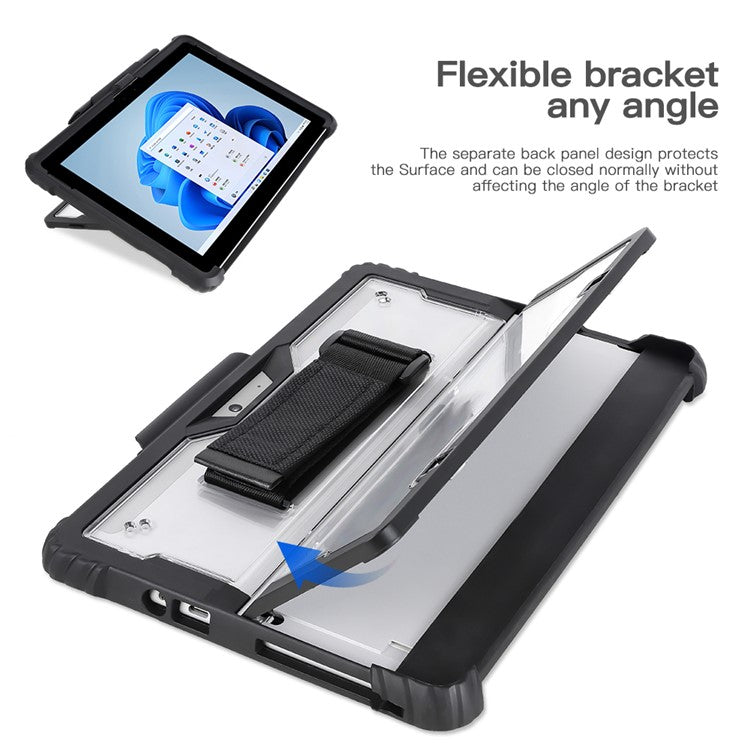 Protective Case for Microsoft Surface Pro 9 Acrylic + TPU Transparent Case Portable Anti-Fall Laptop Cover with Shoulder Strap / Pen Slot