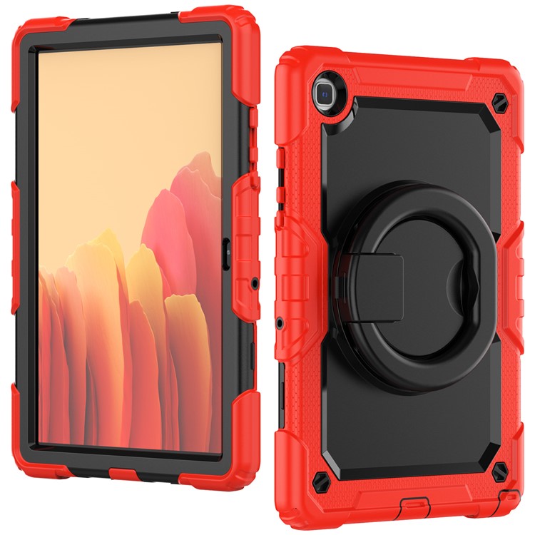 For Samsung Galaxy Tab A7 10.4 (2020) / (2022) T500 / T505 Tablet Case Kickstand PC + Silicone Cover with Shoulder Strap - Red