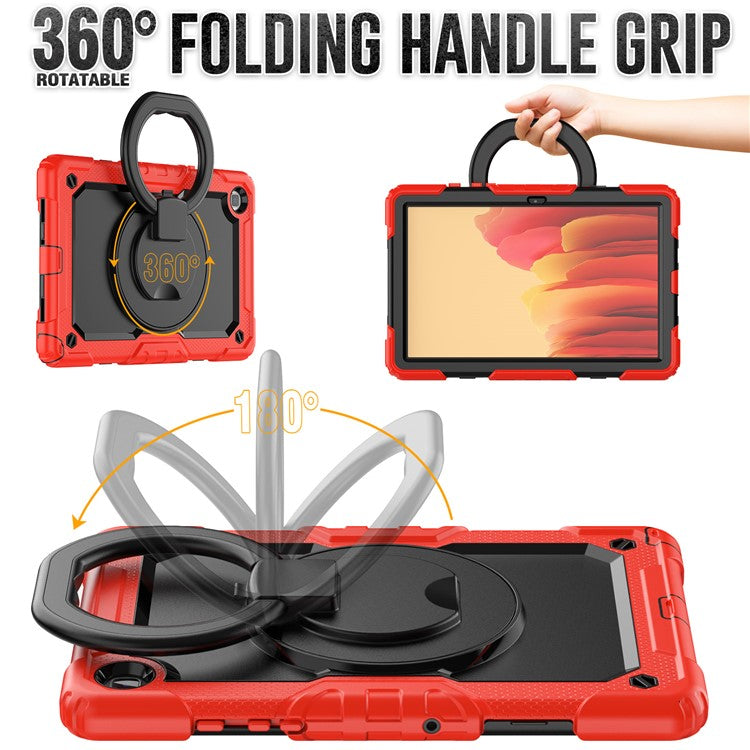 For Samsung Galaxy Tab A7 10.4 (2020) / (2022) T500 / T505 Tablet Case Kickstand PC + Silicone Cover with Shoulder Strap - Red