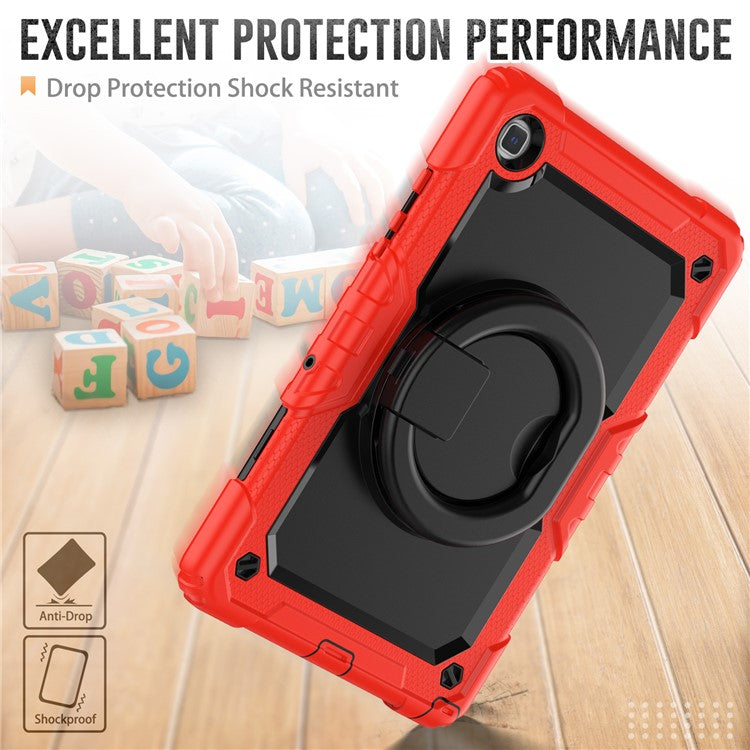 For Samsung Galaxy Tab A7 10.4 (2020) / (2022) T500 / T505 Tablet Case Kickstand PC + Silicone Cover with Shoulder Strap - Red