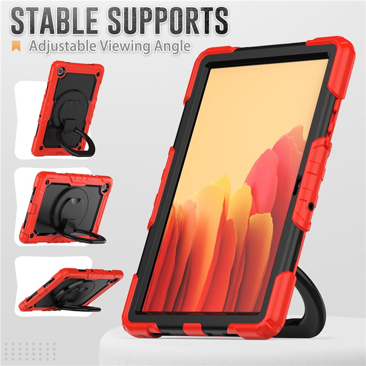 For Samsung Galaxy Tab A7 10.4 (2020) / (2022) T500 / T505 Tablet Case Kickstand PC + Silicone Cover with Shoulder Strap - Red