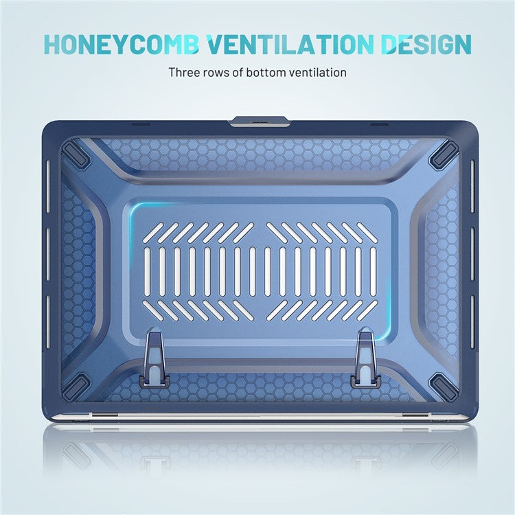 For MacBook Pro 16 inch (2019) A2141 Laptop Cover Dual Layer Hard PC Soft TPU Shell Case with Kickstand - Sapphire