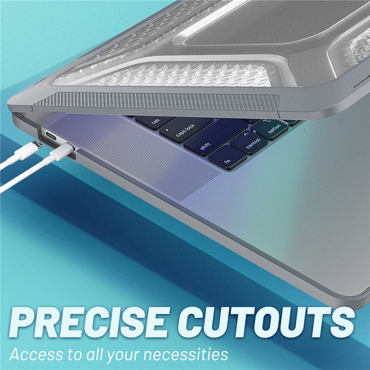 For MacBook Pro 16 inch (2019) A2141 Laptop Cover Dual Layer Hard PC Soft TPU Shell Case with Kickstand - Grey