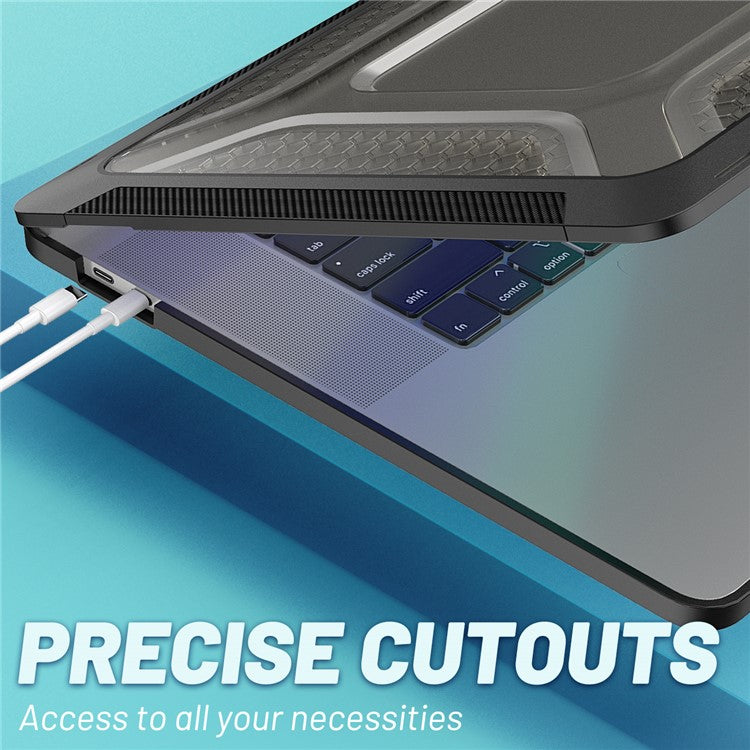 For MacBook Pro 16 inch (2019) A2141 Laptop Cover Dual Layer Hard PC Soft TPU Shell Case with Kickstand - Black