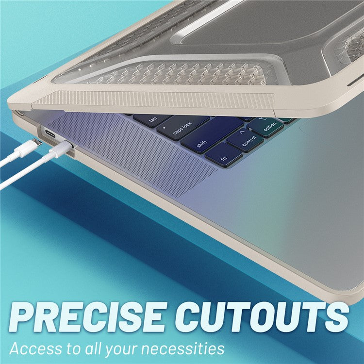 For MacBook Pro 16 inch (2019) A2141 Laptop Cover Dual Layer Hard PC Soft TPU Shell Case with Kickstand - Apricot