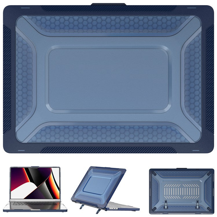 For MacBook Pro 16 inch (2024) (2023) (2021) A2485 M1 Pro / M1 Max Laptop Case Kickstand Hard PC Cover - Sapphire