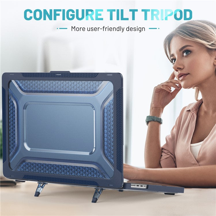 For MacBook Pro 16 inch (2024) (2023) (2021) A2485 M1 Pro / M1 Max Laptop Case Kickstand Hard PC Cover - Sapphire