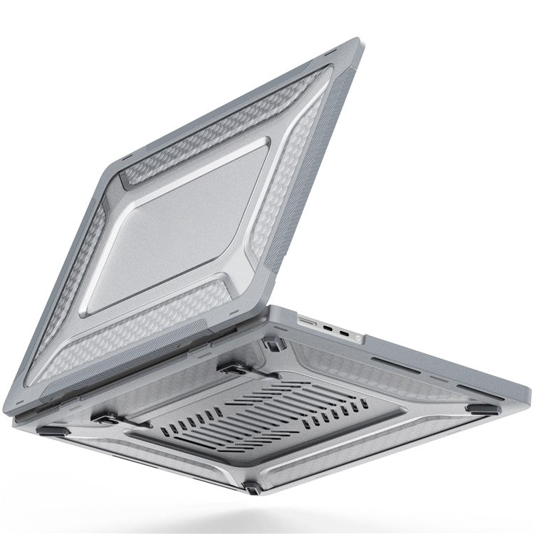 For MacBook Pro 16 inch (2024) (2023) (2021) A2485 M1 Pro / M1 Max Laptop Case Kickstand Hard PC Cover - Grey
