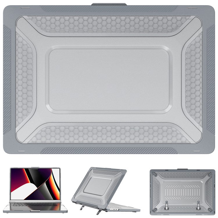 For MacBook Pro 16 inch (2024) (2023) (2021) A2485 M1 Pro / M1 Max Laptop Case Kickstand Hard PC Cover - Grey