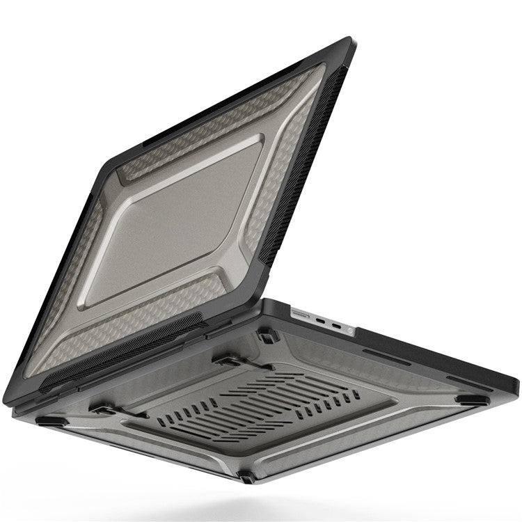 For MacBook Pro 16 inch (2024) (2023) (2021) A2485 M1 Pro / M1 Max Laptop Case Kickstand Hard PC Cover - Black