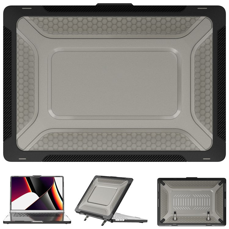 For MacBook Pro 16 inch (2024) (2023) (2021) A2485 M1 Pro / M1 Max Laptop Case Kickstand Hard PC Cover - Black