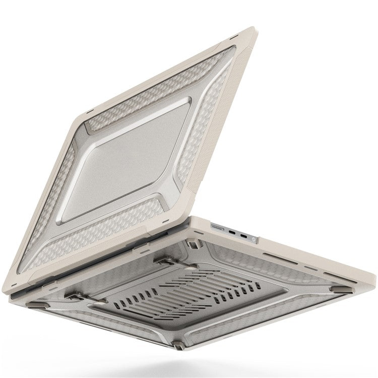 For MacBook Pro 16 inch (2024) (2023) (2021) A2485 M1 Pro / M1 Max Laptop Case Kickstand Hard PC Cover - Apricot