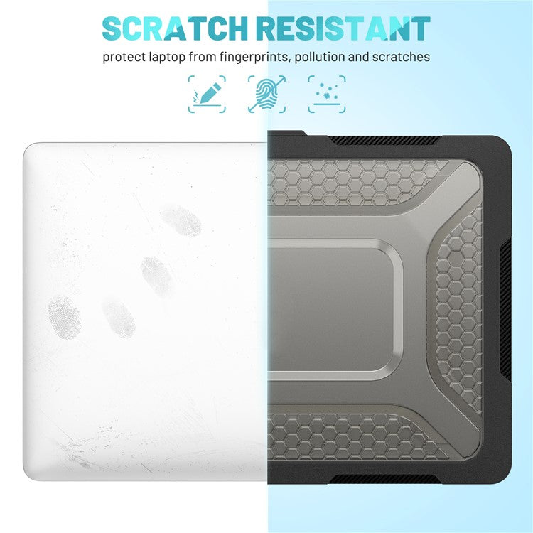 For MacBook Air 13 inch (2025) / (2024) / (2022) M2 A2681 Heat Dissipation Laptop Case Shockproof Hard PC Soft TPU Kickstand Cover - Black