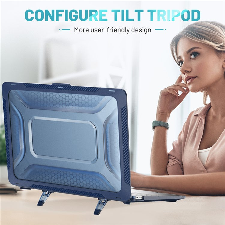 For MacBook Air 13 inch (2020) M1 A2337, A2179 / MacBook Air 13 inch (2018) A1932 Laptop Case Hard PC Soft TPU Kickstand Drop Tested Cover - Sapphire