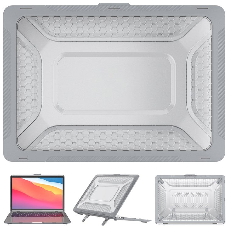 For MacBook Air 13 inch (2020) M1 A2337, A2179 / MacBook Air 13 inch (2018) A1932 Laptop Case Hard PC Soft TPU Kickstand Drop Tested Cover - Grey