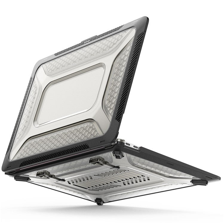For MacBook Air 13 inch (2020) M1 A2337, A2179 / MacBook Air 13 inch (2018) A1932 Laptop Case Hard PC Soft TPU Kickstand Drop Tested Cover - Black