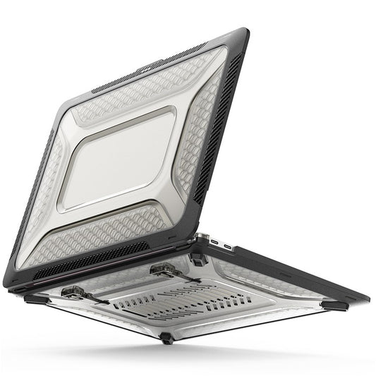 For MacBook Air 13 inch (2020) M1 A2337, A2179 / MacBook Air 13 inch (2018) A1932 Laptop Case Hard PC Soft TPU Kickstand Drop Tested Cover - Black