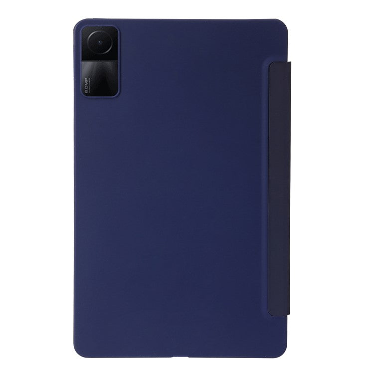For Xiaomi Redmi Pad Folio Stand Deformable Silicone + PU Leather Smart Tablet Cover with Auto Wake / Sleep Function - Dark Blue