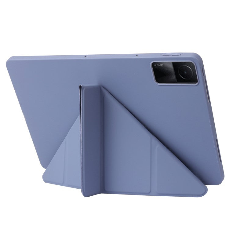 For Xiaomi Redmi Pad Folio Stand Deformable Silicone + PU Leather Smart Tablet Cover with Auto Wake / Sleep Function - Dark Blue