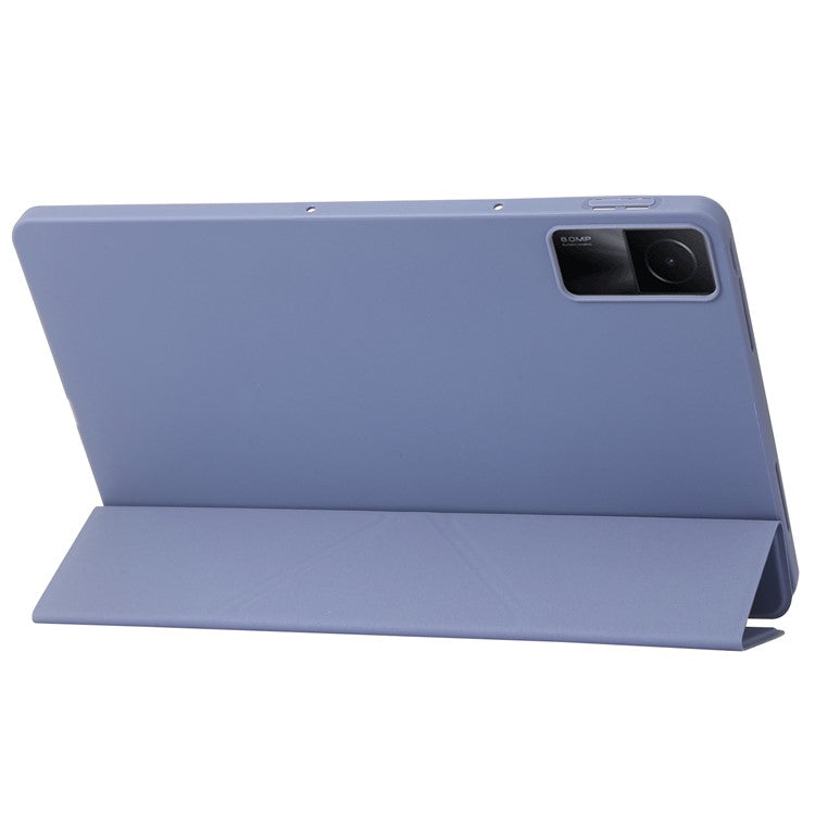For Xiaomi Redmi Pad Folio Stand Deformable Silicone + PU Leather Smart Tablet Cover with Auto Wake / Sleep Function - Dark Blue